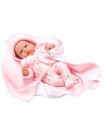 Boneca 40 cm Andie rosa com manta