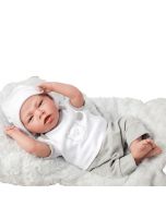 Boneca Dafne 40 cm cinzenta com almofada