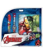 Conjunto relógio digital, caneta e diario Avengers