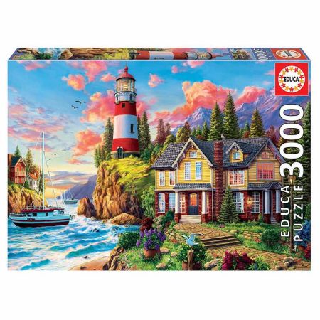 Educa puzzle 3000  farol perto do oceano