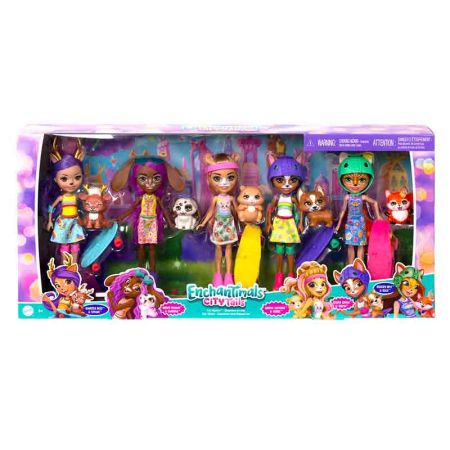 Enchantimals City Tails Pack 5 bonecas skate