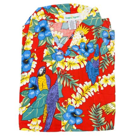 Camisa Hawaiana seda artificial vermelha tamanho L
