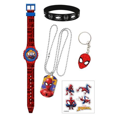 Relógio digital em bola e acessórios Spiderman