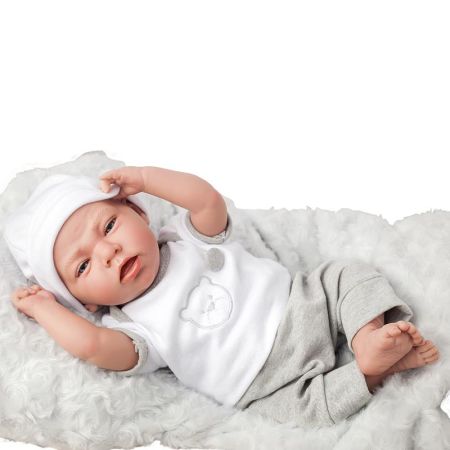 Boneca Dafne 40 cm cinzenta com almofada