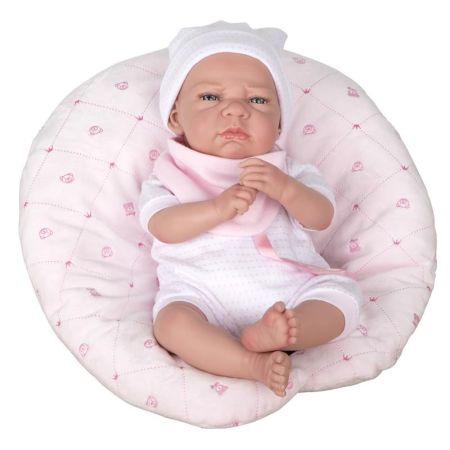 Boneca 40 cm Edur rosa com almofada